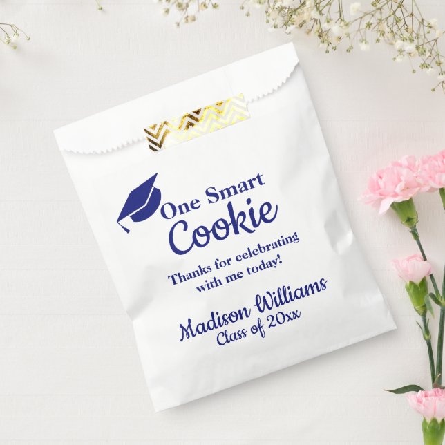 Graduation One Smart Cookie Navy Blue To go Treat Favor Bag (Sealed)