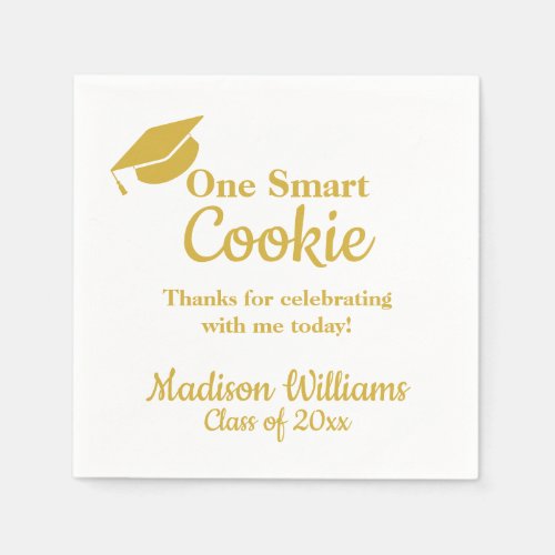 Graduation One Smart Cookie Party Gold Grad Paper Napkins