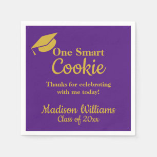 Graduation One Smart Cookie Party Purple & Gold Napkins