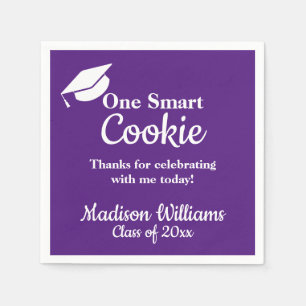 Graduation One Smart Cookie Party Purple Paper Napkins