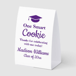 Graduation One Smart Cookie Purple Uni Treat Favor Paper Table Tent
