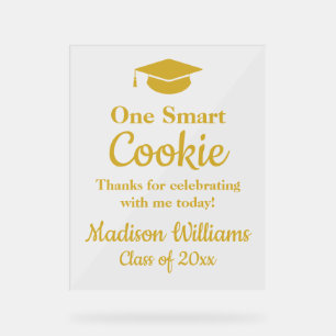 Graduation One Smart Cookie To go Grad Treat Favor Acrylic Sign
