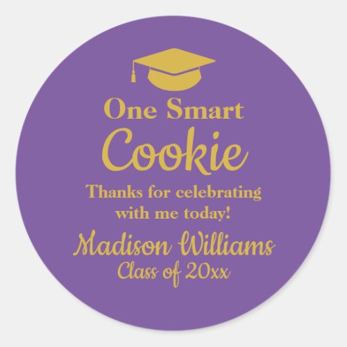 Graduation One Smart Cookie To go Grad Treat Favor Classic Round Sticker