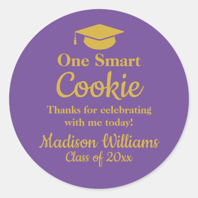 Graduation One Smart Cookie To go Grad Treat Favor Classic Round Sticker (Front)