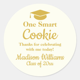 Graduation One Smart Cookie To go Grad Treat Favor Classic Round Sticker