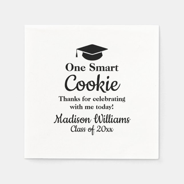 Graduation One Smart Cookie To go Grad Treat Favor Napkins (Front)