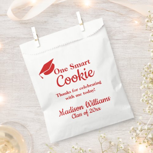 Graduation One Smart Cookie To go Treat Red Grad Favor Bag