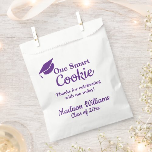Graduation One Smart Cookie Treat Purple and White Favor Bag