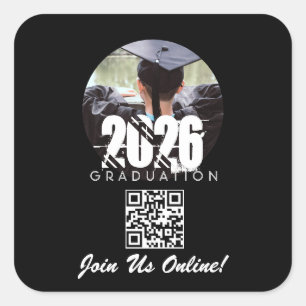 Graduation Online Invitation QR Code Square Sticker