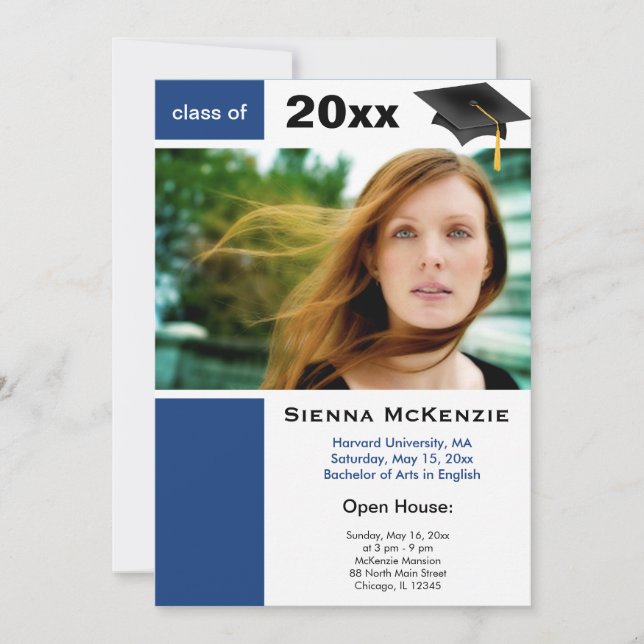 Graduation Open House Blue) Announcement (Front)