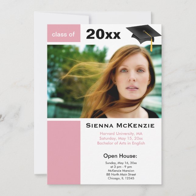 Graduation Open House (Pink) Announcement (Front)