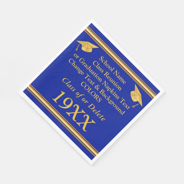 Graduation or Class Reunion Napkins, Text, Colors Napkins (Corner)