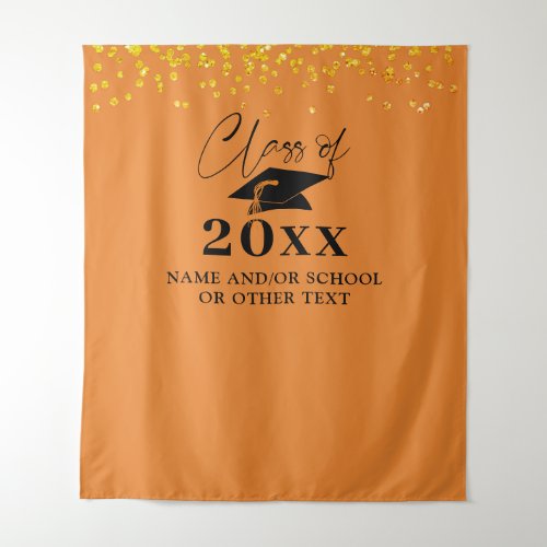 Graduation Orange Black Class Year Backdrop