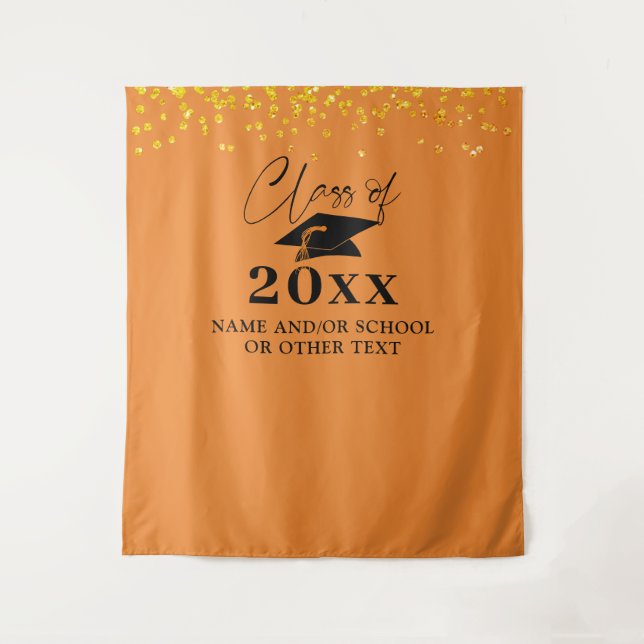 Graduation Orange Black Class Year Backdrop (Front)