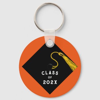Graduation Orange Keepsake Gift Keychain by ebbies at Zazzle