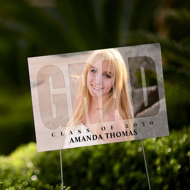 Graduation Outdoor Party Photo Modern Typography Sign (Graduation photo yard sign. With or without stakes. )