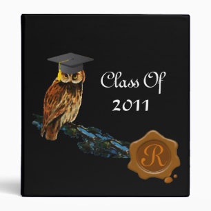 GRADUATION OWL AND BROWN WAX SEAL MONOGRAM BINDER