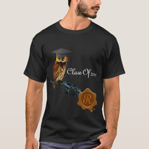 GRADUATION OWL  AND BROWN WAX SEAL MONOGRAM T_Shirt