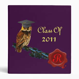 GRADUATION OWL AND RED WAX SEAL MONOGRAM BINDER