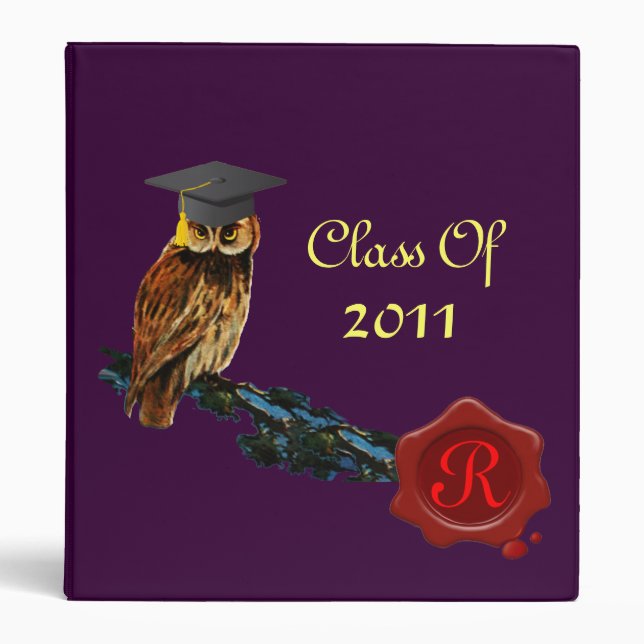 GRADUATION OWL  AND RED WAX SEAL MONOGRAM BINDER (Front)