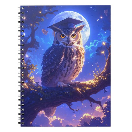 Graduation Owl Fantasy Spiral Notebook