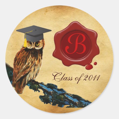 GRADUATION OWL PARCHMENT AND RED WAX SEAL MONOGRAM