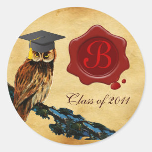 GRADUATION OWL PARCHMENT AND RED WAX SEAL MONOGRAM