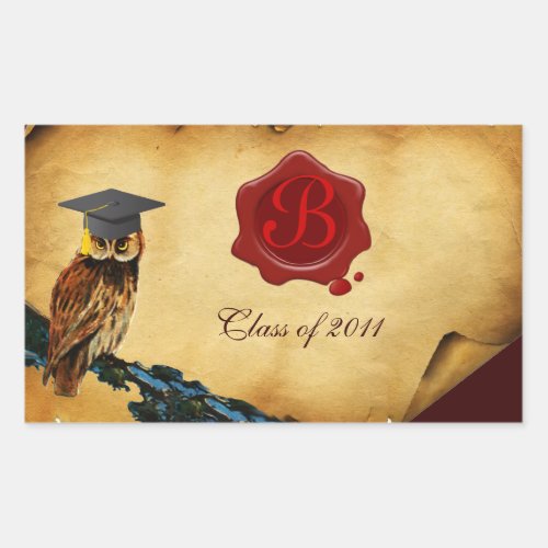 GRADUATION OWL PARCHMENT AND RED WAX SEAL MONOGRAM