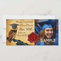 GRADUATION OWL PARCHMENT AND RED WAX SEAL MONOGRAM