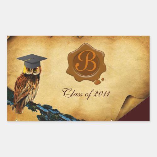 GRADUATION OWL PARCHMENT BROWN WAX SEAL MONOGRAM