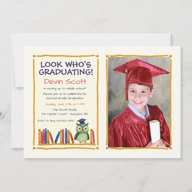 Graduation Owl Photo Invitation (Front)