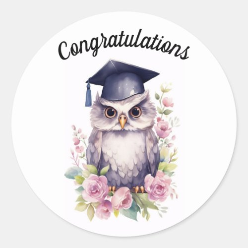 Graduation Owl Round Sticker