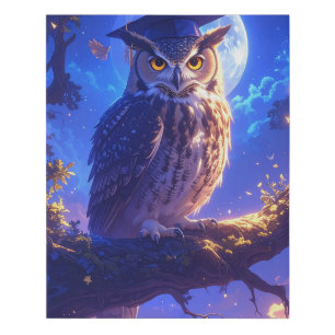 Graduation Owl Under the Moon Canvas Print