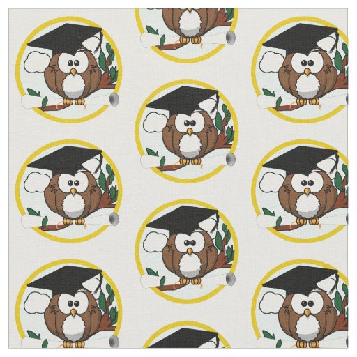 Graduation Owl With Cap & Diploma Fabric