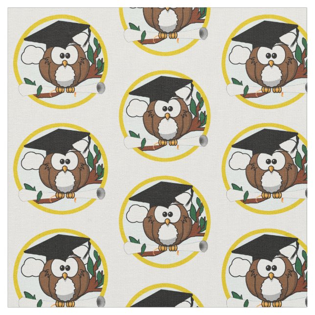 Graduation Owl With Cap & Diploma Fabric (Close Up)