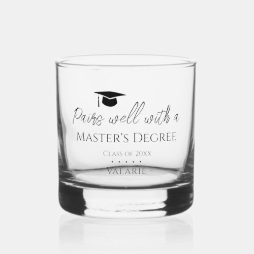 Graduation pairs well Masters Whiskey Glass