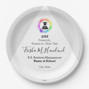 Graduation Paper Plate Light Gra and White HAMbyWG