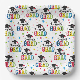 Graduation Paper Plates, Congrats Grad Party Plates