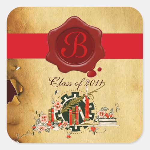 GRADUATION PARCHMENT AND RED WAX SEAL MONOGRAM