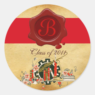 GRADUATION PARCHMENT AND RED WAX SEAL MONOGRAM