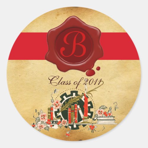GRADUATION PARCHMENT AND RED WAX SEAL MONOGRAM