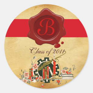 GRADUATION PARCHMENT AND RED WAX SEAL MONOGRAM