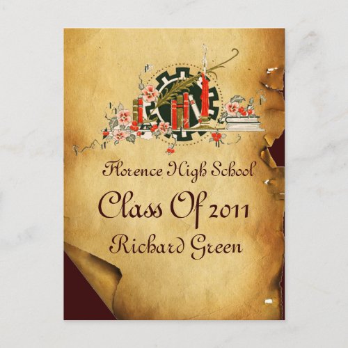 GRADUATION PARCHMENT AND RED WAX SEAL MONOGRAM