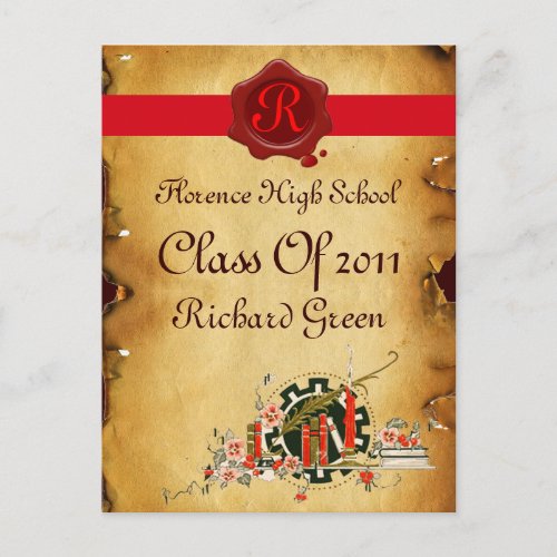 GRADUATION PARCHMENT AND RED WAX SEAL MONOGRAM