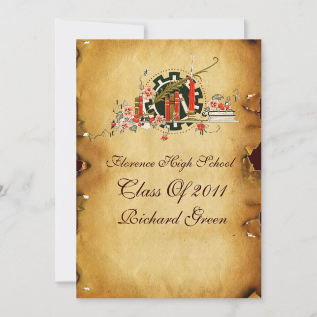 GRADUATION PARCHMENT RED WAX SEAL MONOGRAM Felt Invitation (Front)