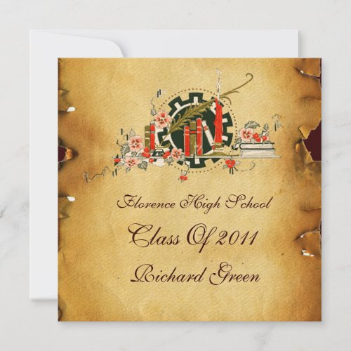 GRADUATION PARCHMENT RED WAX SEAL MONOGRAM Felt Invitation