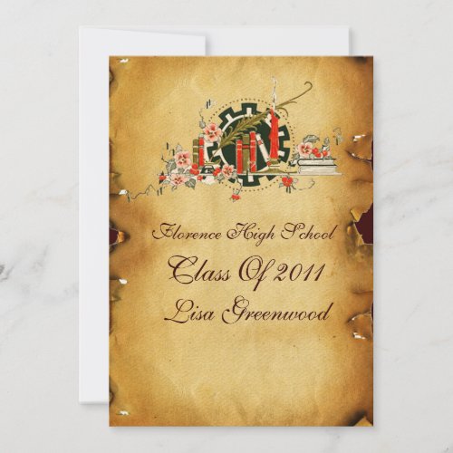 GRADUATION PARCHMENT RED WAX SEAL MONOGRAM Felt Invitation