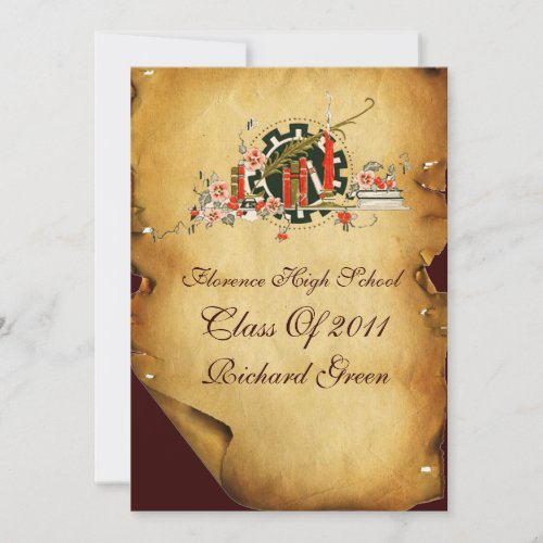 GRADUATION PARCHMENT RED WAX SEAL MONOGRAM INVITE