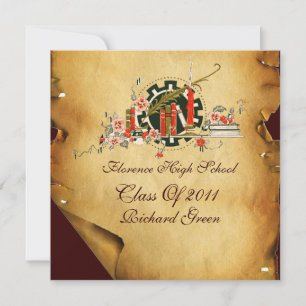 GRADUATION PARCHMENT RED WAX SEAL MONOGRAM Invites