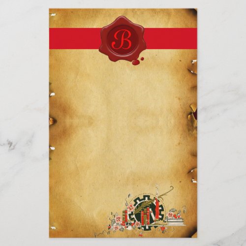 GRADUATION PARCHMENT RED WAX SEAL MONOGRAM STATIONERY